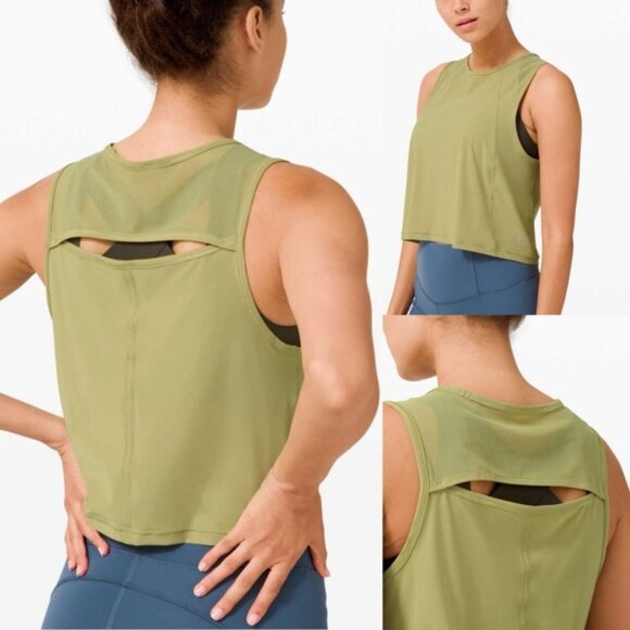 lululemon athletica Tops - Lululemon Sculpt Tank *Cropped  Top Mesh  Hazel Green EUC 2020
